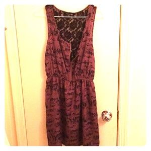 Purple and black, tribal pattern and lace dress.